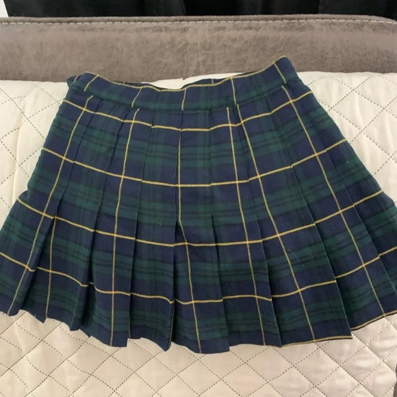 Aay ou ag brand blue green plaid, pleated, skater, School Girl, Skort, xsmall - Picture 3 of 8